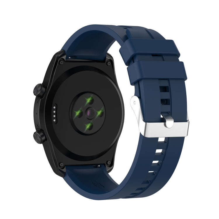 For TicWatch Pro 3 Silicone Watch Band with Silver Steel Buckle(Dark Blue)