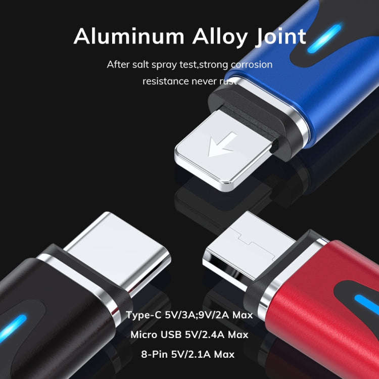 TOPK AM63 1m USB to 8 Pin + USB-C / Type-C + Micro USB 3 in 1 Flat Magnetic Metal Connector Nylon...