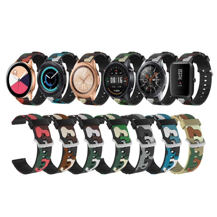 20mm For Amazfit GTS / GTS 2 Camouflage Silicone  Watch Band with Silver Buckle(6)