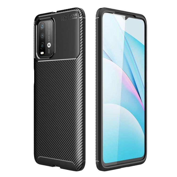 For Xiaomi Redmi Note9 4G Carbon Fiber Texture Shockproof TPU Case(Black)