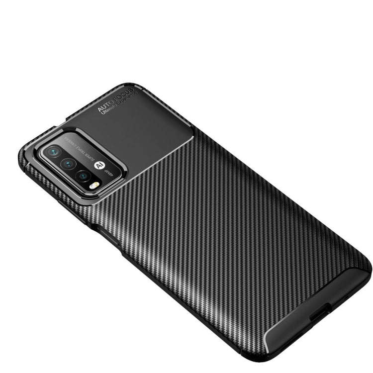For Xiaomi Redmi Note9 4G Carbon Fiber Texture Shockproof TPU Case(Black)