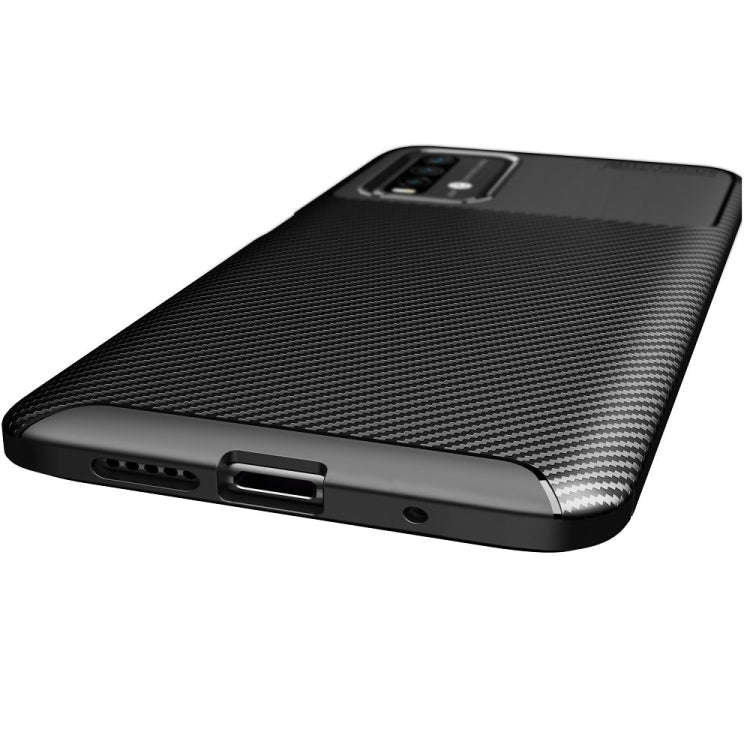 For Xiaomi Redmi Note9 4G Carbon Fiber Texture Shockproof TPU Case(Black)