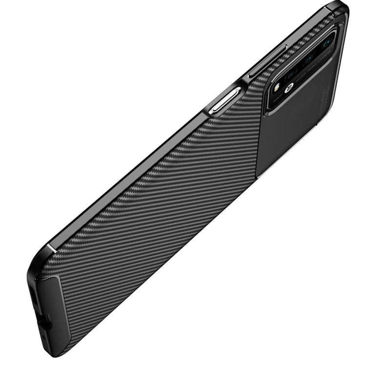 For Xiaomi Redmi Note9 4G Carbon Fiber Texture Shockproof TPU Case(Black)