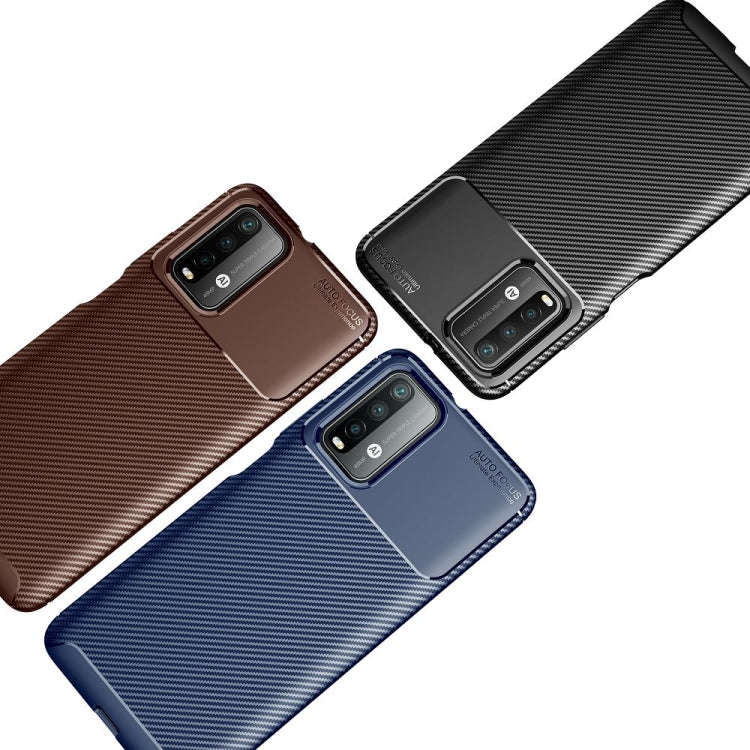For Xiaomi Redmi Note9 4G Carbon Fiber Texture Shockproof TPU Case(Black)