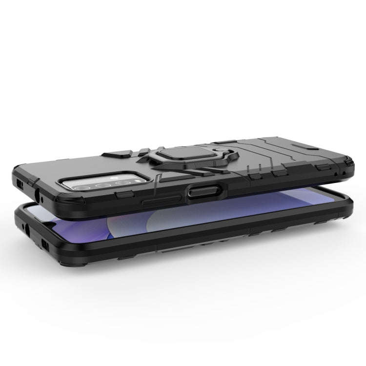 For Xiaomi Redmi Note 9 4G PC + TPU Shockproof Protective Case with Magnetic Ring Holder(Navy Blue)