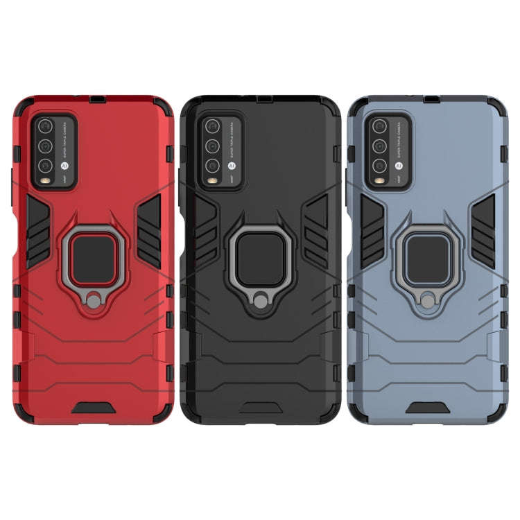 For Xiaomi Redmi Note 9 4G PC + TPU Shockproof Protective Case with Magnetic Ring Holder(Navy Blue)