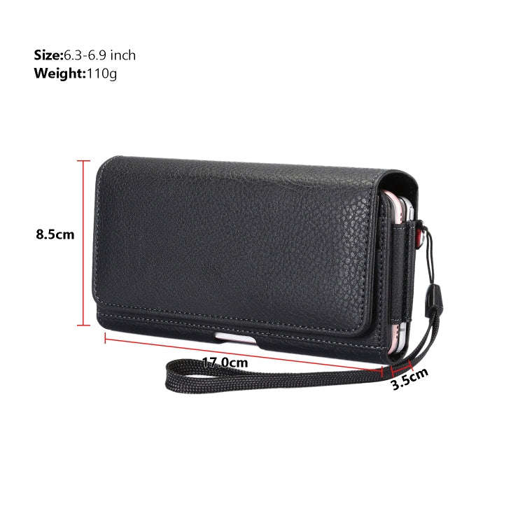 Litchi Texture Vertical Flip Thwartwise PU Leather Case / Waist Bag with Back Splint & Card Slots...