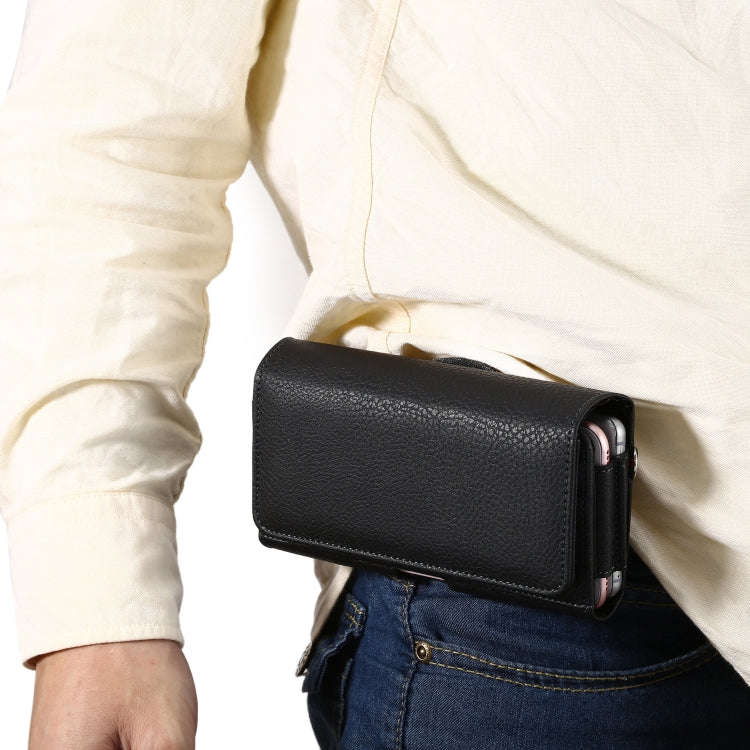 Litchi Texture Vertical Flip Thwartwise PU Leather Case / Waist Bag with Back Splint & Card Slots...