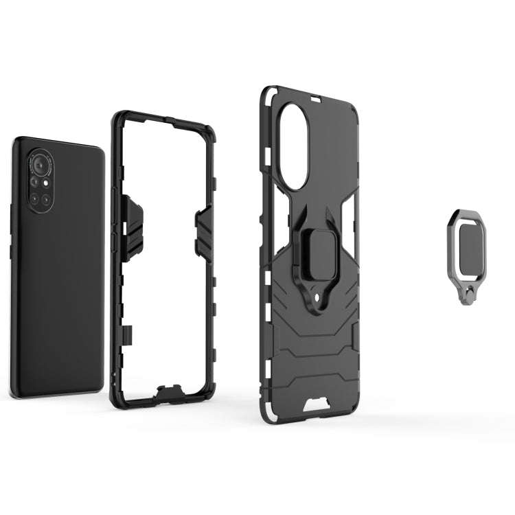 For Huawei Nova 8 5G PC + TPU Shockproof Protective Case with Magnetic Ring Holder(Black)