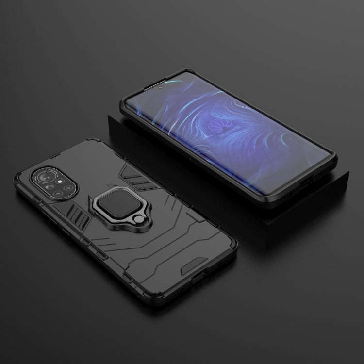 For Huawei Nova 8 5G PC + TPU Shockproof Protective Case with Magnetic Ring Holder(Black)