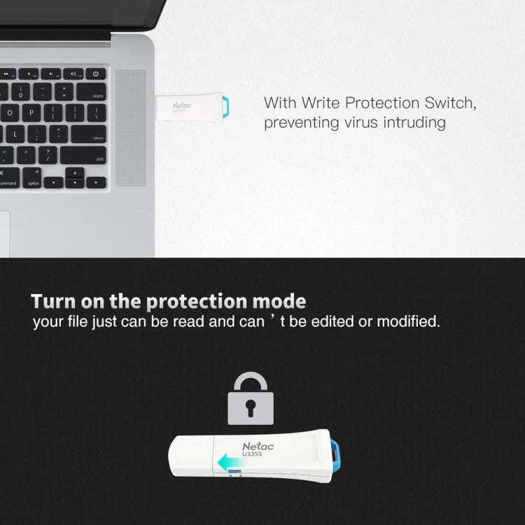 Netac U335S USB 3.0 High Speed Antivirus Write Protection USB Flash Drives U Disk, Capacity:128GB