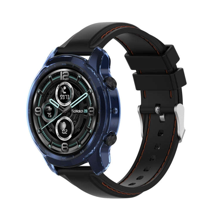 For TicWatch Pro 3 / Pro 3 Lite Half Coverage Hollowed TPU Protective Case(Transparent Blue)
