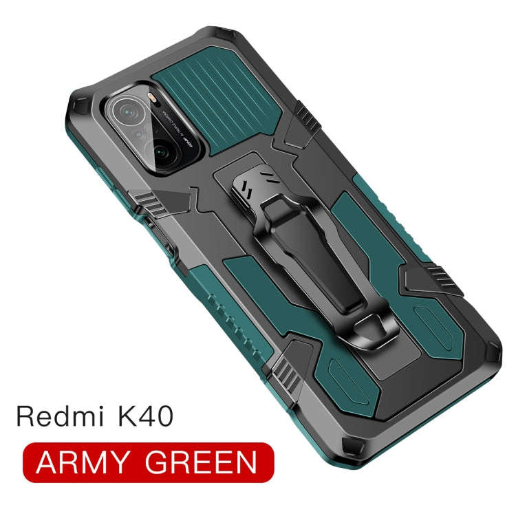 For Xiaomi Redmi K40 Pro+ Armor Warrior Shockproof PC + TPU Protective Case(Army Green)