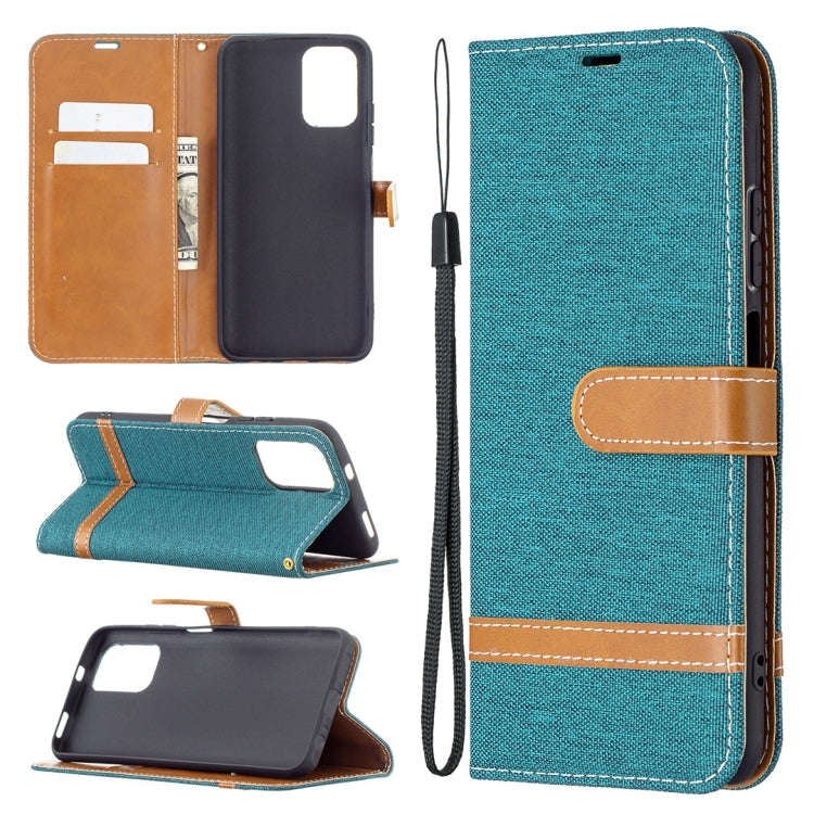 For Xiaomi Redmi Note 10 4G / Note 10S Color Matching Denim Texture Horizontal Flip Leather Case ...