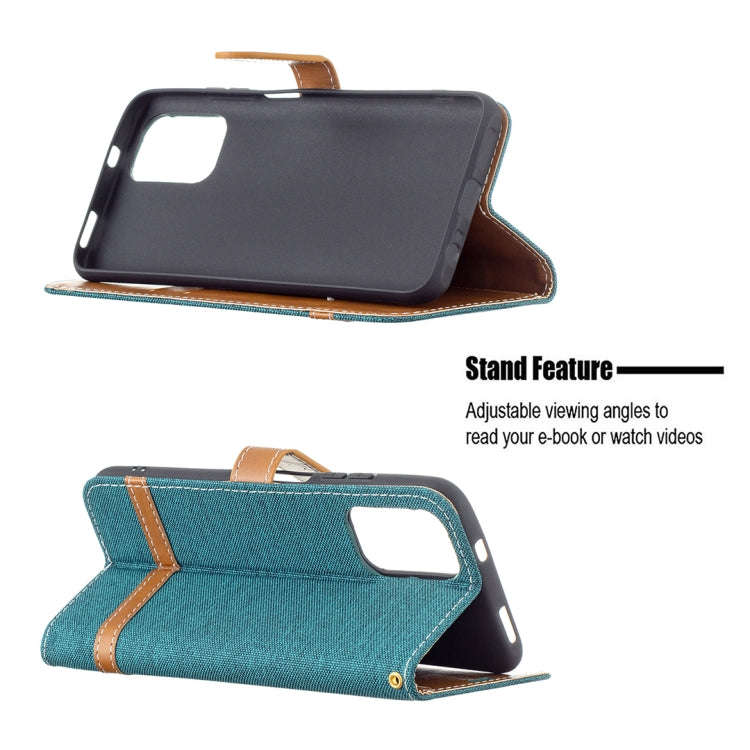 For Xiaomi Redmi Note 10 4G / Note 10S Color Matching Denim Texture Horizontal Flip Leather Case ...