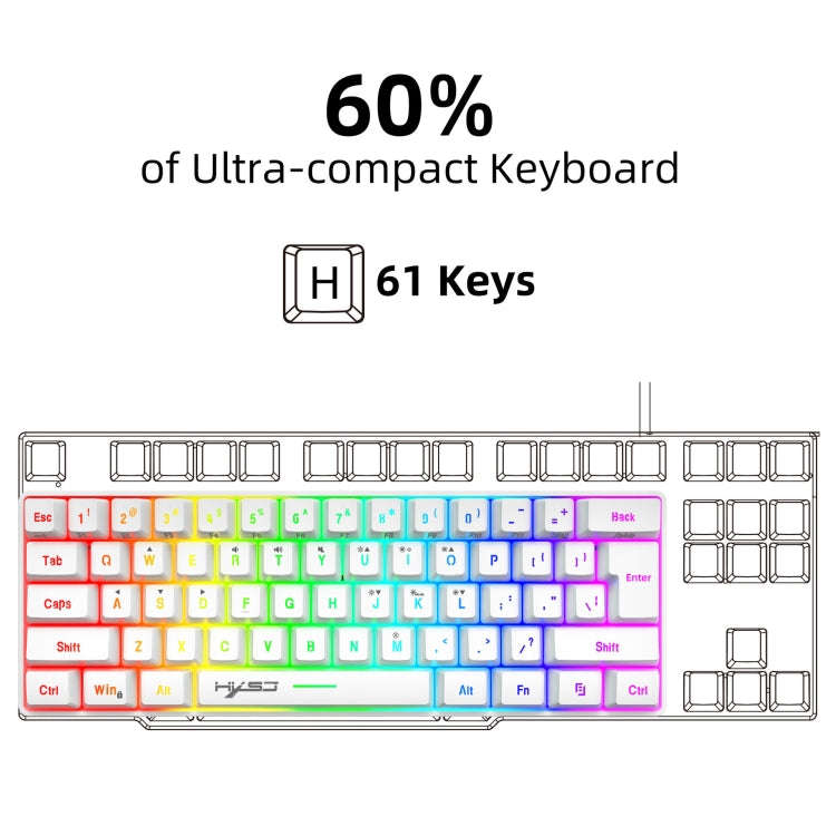 HXSJ V700 61 Keys RGB Lighting Gaming Wired Keyboard (White)