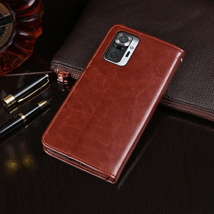 For Xiaomi Redmi Note 10 Pro idewei Crazy Horse Texture Horizontal Flip Leather Case with Holder ...