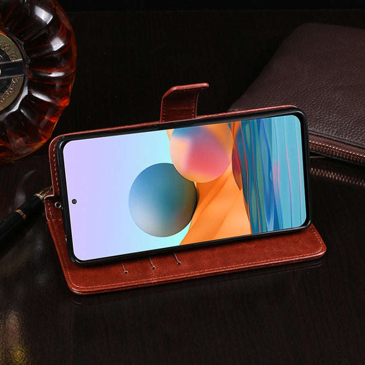 For Xiaomi Redmi Note 10 Pro idewei Crazy Horse Texture Horizontal Flip Leather Case with Holder ...
