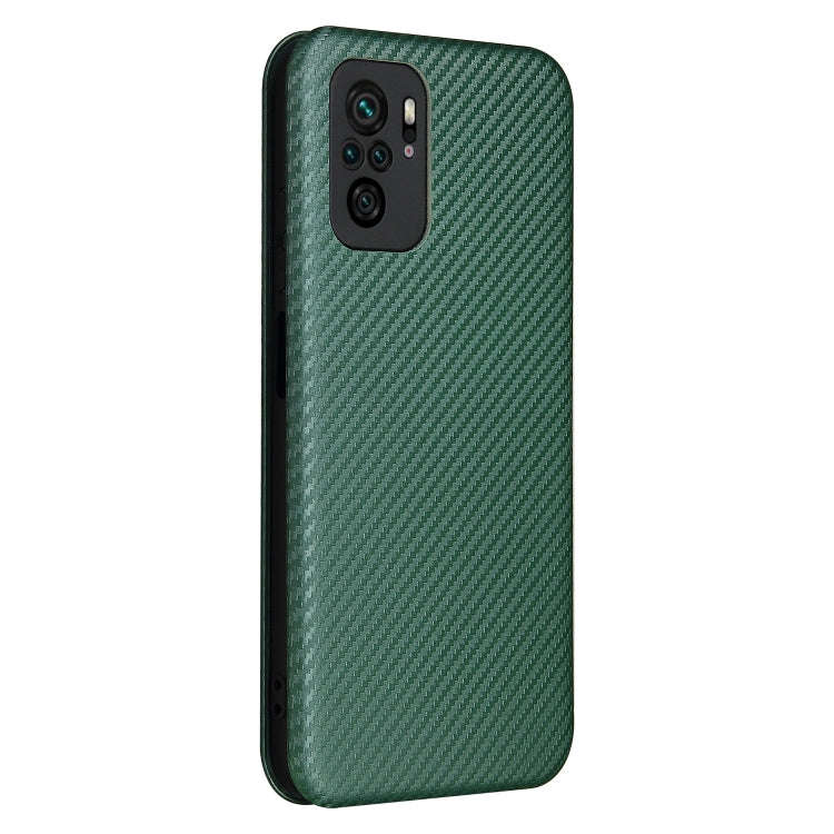 For Xiaomi Redmi Note 10S Carbon Fiber Texture Horizontal Flip TPU + PC + PU Leather Case with Ca...
