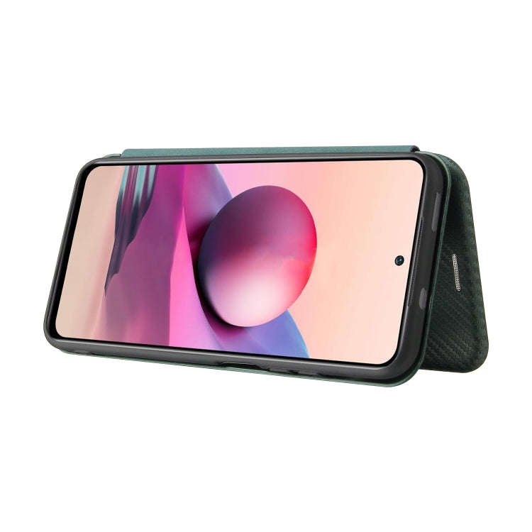 For Xiaomi Redmi Note 10S Carbon Fiber Texture Horizontal Flip TPU + PC + PU Leather Case with Ca...