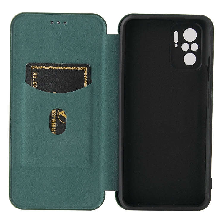 For Xiaomi Redmi Note 10S Carbon Fiber Texture Horizontal Flip TPU + PC + PU Leather Case with Ca...