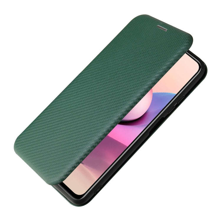 For Xiaomi Redmi Note 10S Carbon Fiber Texture Horizontal Flip TPU + PC + PU Leather Case with Ca...