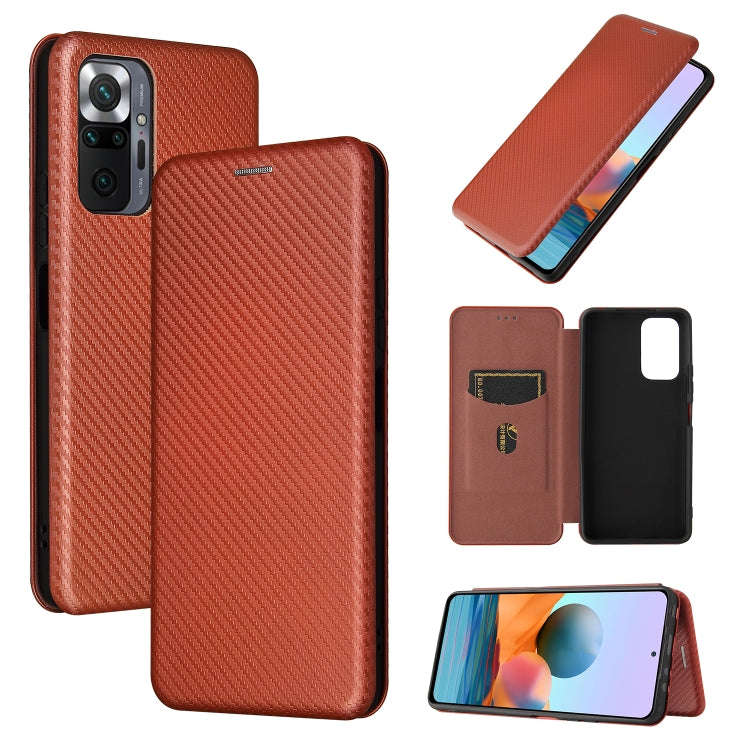 For Xiaomi Redmi Note 10 Pro Max Carbon Fiber Texture Horizontal Flip TPU + PC + PU Leather Case ...