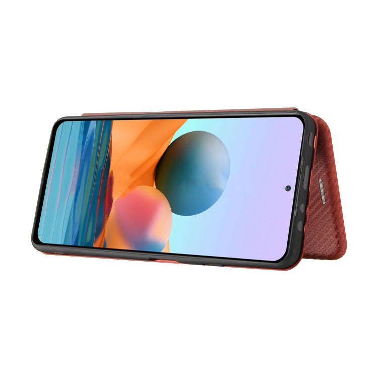 For Xiaomi Redmi Note 10 Pro Max Carbon Fiber Texture Horizontal Flip TPU + PC + PU Leather Case ...