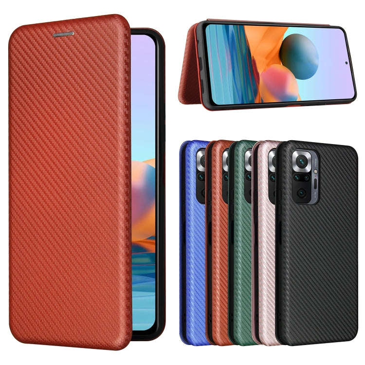 For Xiaomi Redmi Note 10 Pro Max Carbon Fiber Texture Horizontal Flip TPU + PC + PU Leather Case ...