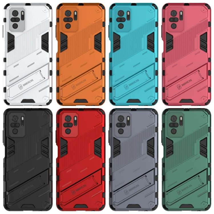 For Xiaomi Redmi Note 10 Punk Armor 2 in 1 PC + TPU Shockproof Case with Invisible Holder(White)