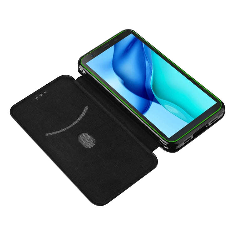 For Blackview BV6300 Pro Carbon Fiber Texture Horizontal Flip TPU + PC + PU Leather Case with Car...