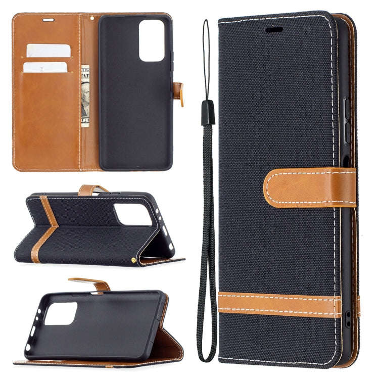 For Xiaomi Redmi Note 10 Pro Color Matching Denim Texture Horizontal Flip Leather Case with Holde...