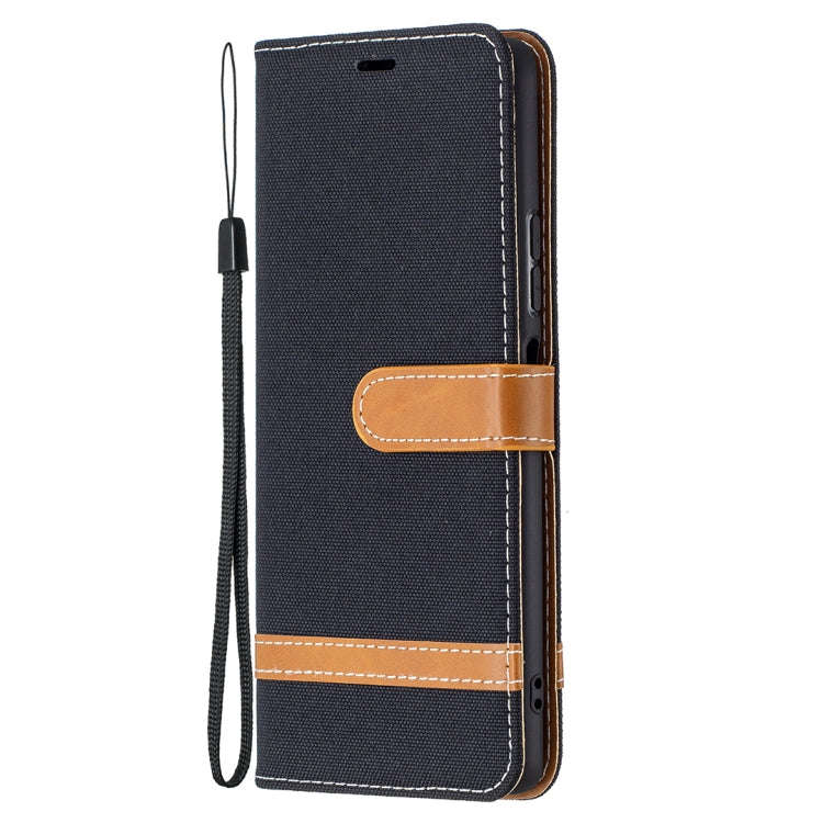 For Xiaomi Redmi Note 10 Pro Color Matching Denim Texture Horizontal Flip Leather Case with Holde...