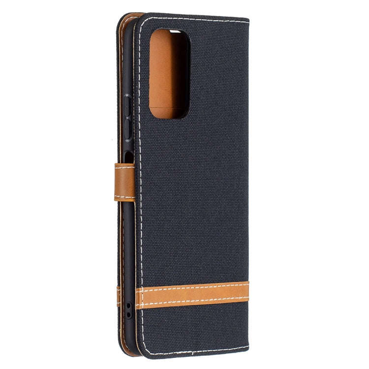 For Xiaomi Redmi Note 10 Pro Color Matching Denim Texture Horizontal Flip Leather Case with Holde...