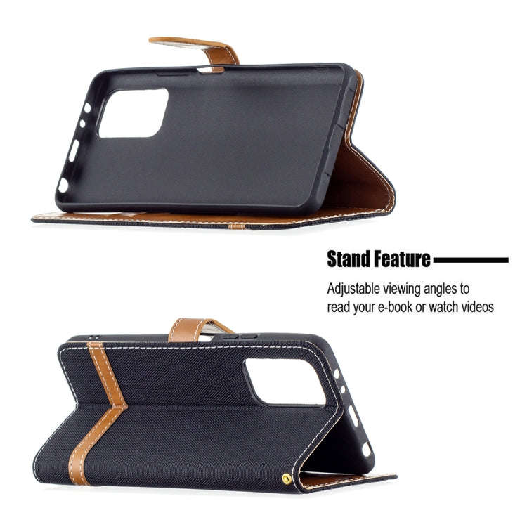 For Xiaomi Redmi Note 10 Pro Color Matching Denim Texture Horizontal Flip Leather Case with Holde...