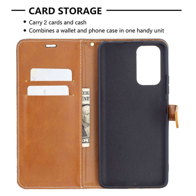 For Xiaomi Redmi Note 10 Pro Color Matching Denim Texture Horizontal Flip Leather Case with Holde...
