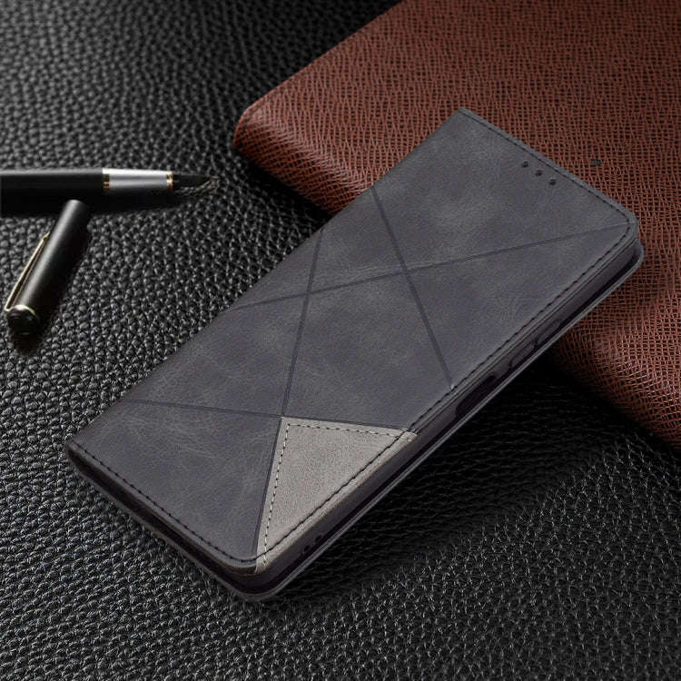 For Xiaomi Redmi Note 10 Pro Rhombus Texture Horizontal Flip Magnetic Leather Case with Holder & ...