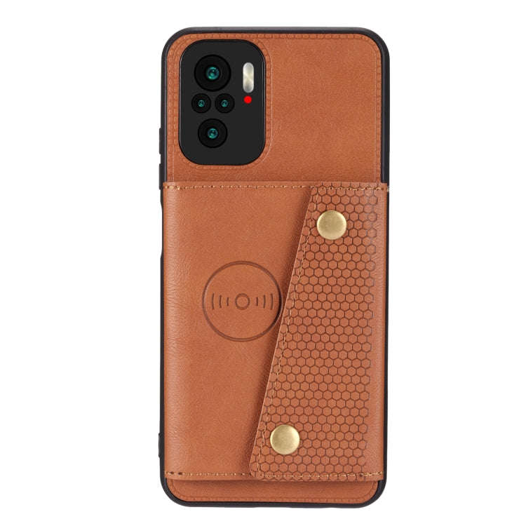 For Xiaomi Redmi Note 10 Double Buckle PU + TPU Shockproof Magnetic Protective Case with Card Slo...