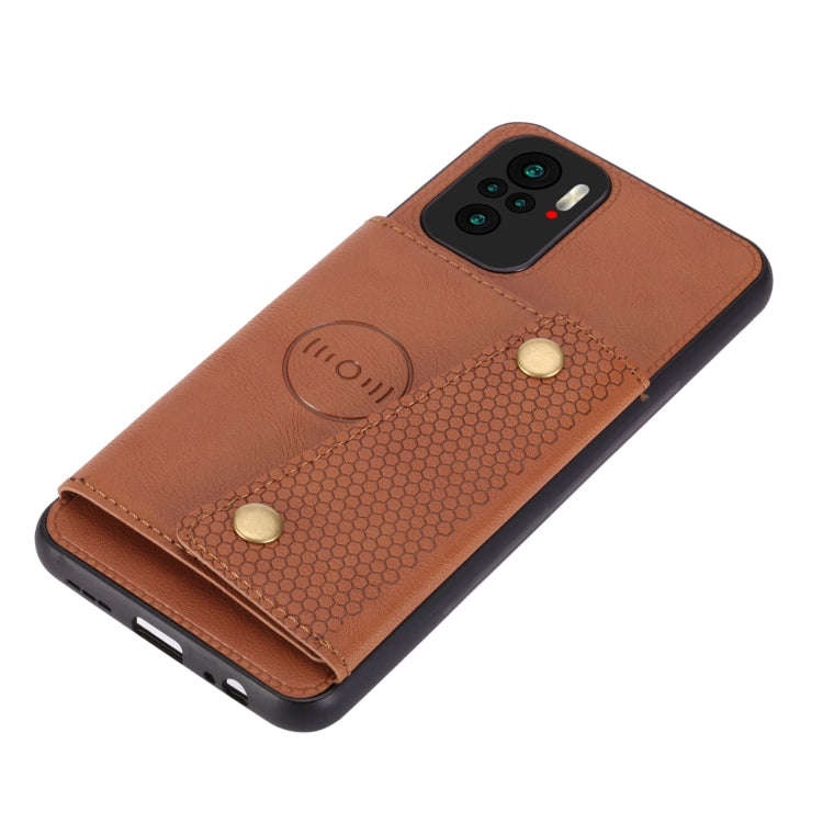 For Xiaomi Redmi Note 10 Double Buckle PU + TPU Shockproof Magnetic Protective Case with Card Slo...