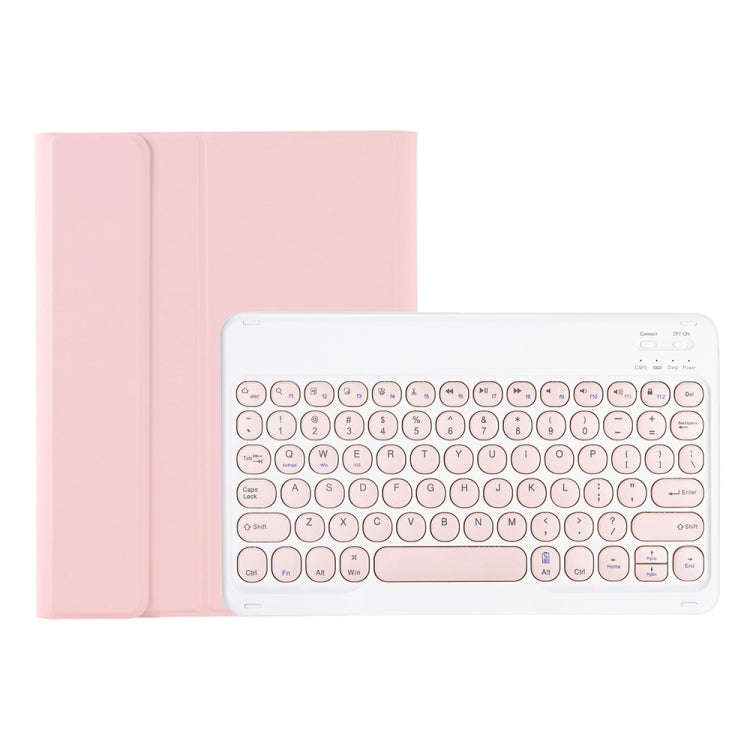 YT098B Detachable Candy Color Skin Feel Texture Round Keycap Bluetooth Keyboard Leather Case For ...