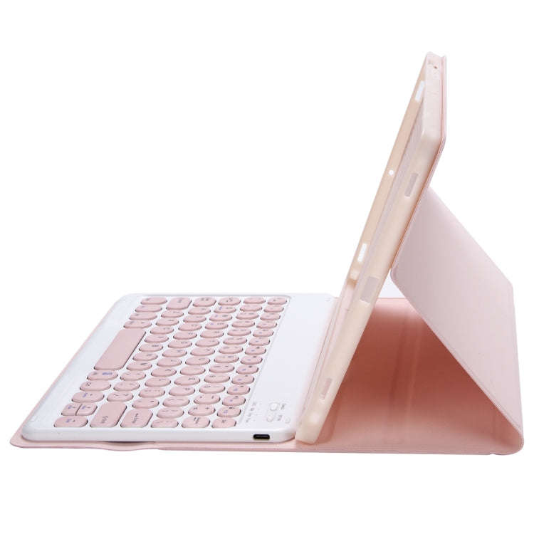 YT098B Detachable Candy Color Skin Feel Texture Round Keycap Bluetooth Keyboard Leather Case For ...