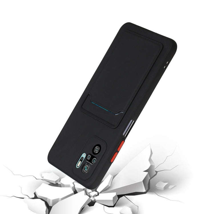 For Xiaomi Redmi Note 10 Card Slot Design Shockproof TPU Protective Case(Black)