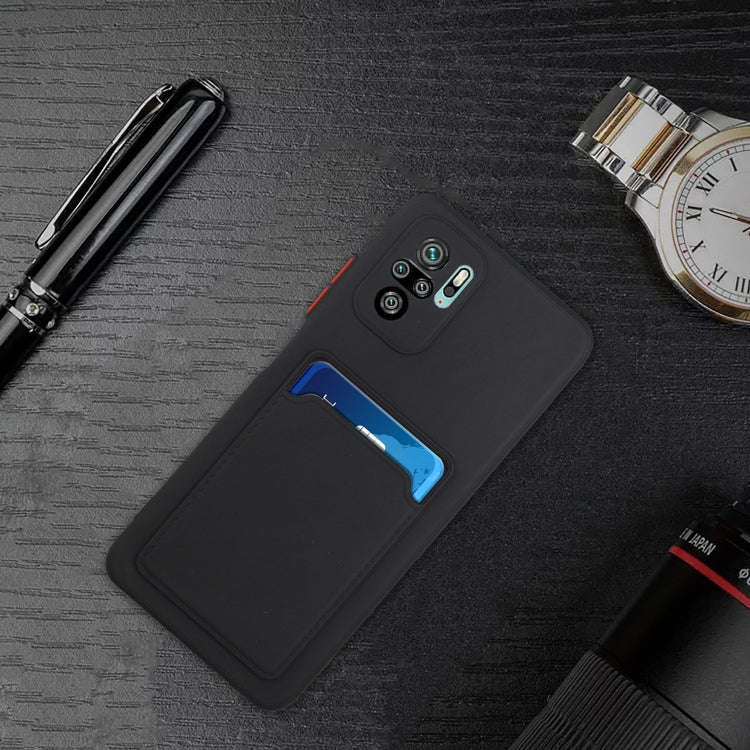 For Xiaomi Redmi Note 10 Card Slot Design Shockproof TPU Protective Case(Black)