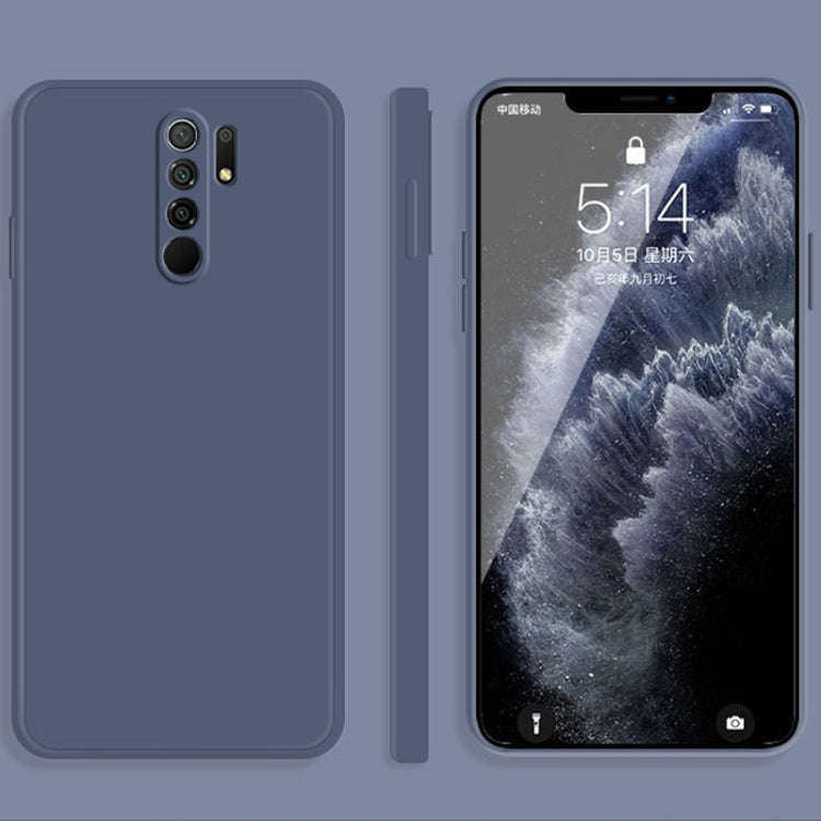 For Xiaomi Redmi 9 Solid Color Imitation Liquid Silicone Straight Edge Dropproof Full Coverage Pr...