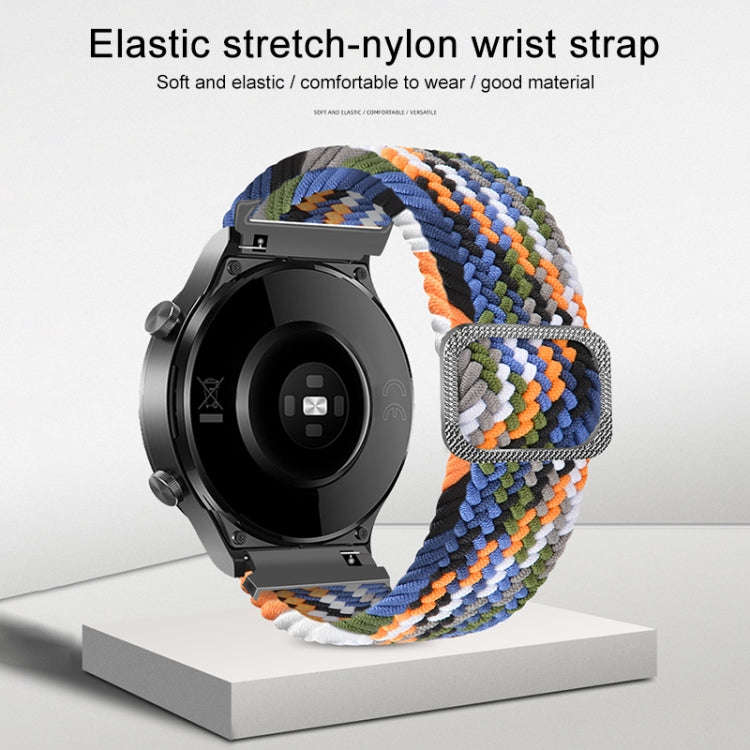 22mm Universal Adjustable Nylon Braided Elasticity Watch Band(Blue White)