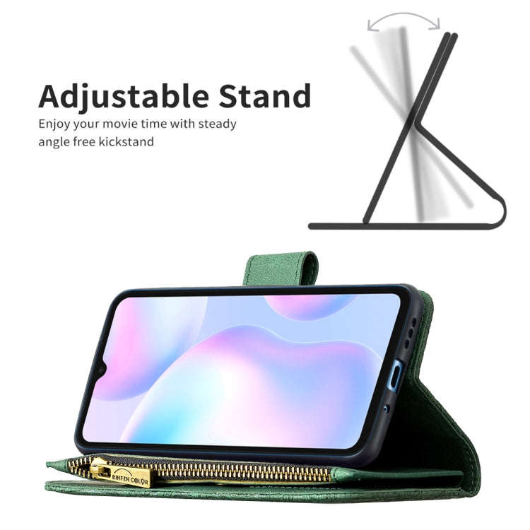 For Xiaomi Redmi 9A Flying Butterfly Embossing Pattern Zipper Horizontal Flip Leather Case with H...
