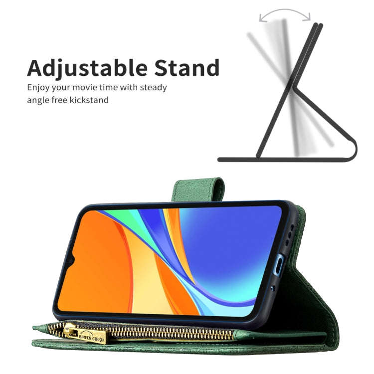For Xiaomi Redmi 9C Flying Butterfly Embossing Pattern Zipper Horizontal Flip Leather Case with H...