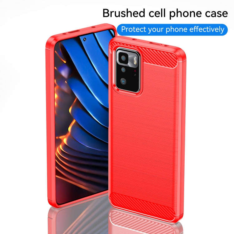 For Xiaomi Redmi Note 10 Pro 5G Brushed Texture Carbon Fiber TPU Case(Red)