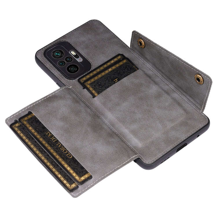 For Xiaomi Redmi Note 10 Pro Max Double Buckle PU + TPU Shockproof Magnetic Protective Case with ...