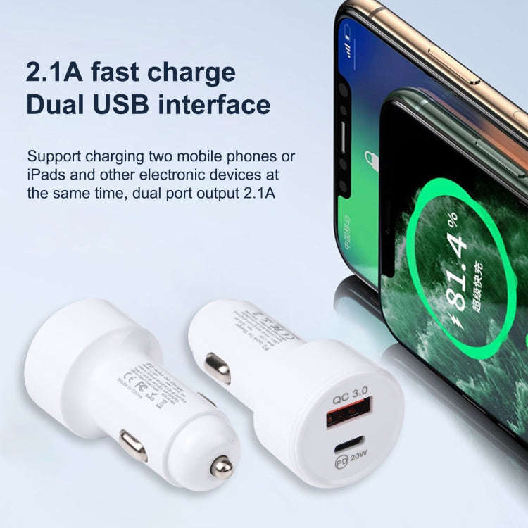LZ-201 PD 20W USB-C / Type-C + QC 3.0 USB Mini Fast Car Charger(Black)